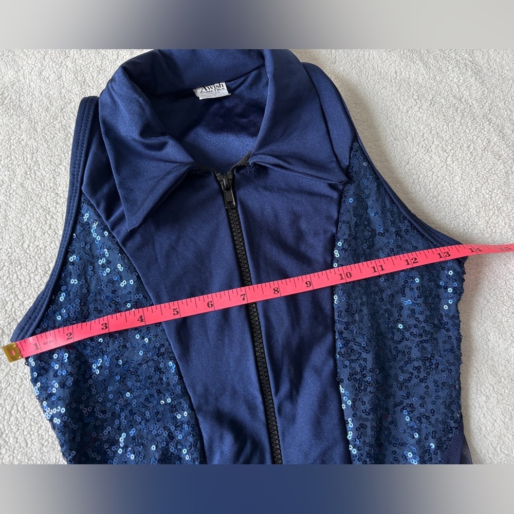 A Wish Come True Midnight Blue Sequin Dance Costume Jumpsuit, Adult Small - Picture 9 of 11